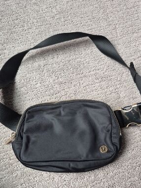 lululemon athletica Black Waist Pouch with Gold Logo